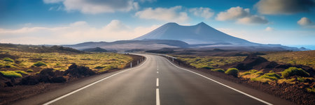 Image related to unexplored road journeys and adventures.Road through the scenic landscape to the destinationの素材