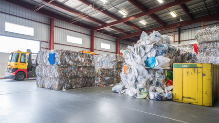 Compressed recycling bundles in recycling centerの素材
