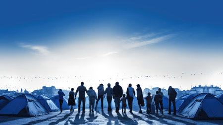 Refugees migrate because of climate change and global political issues humanitarian demographic catastrophes hungry children Crises due to war, war victims suffered during and because of hostilitiesの素材