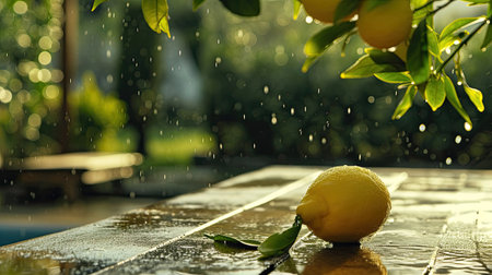 lemon on table at lemon farmの素材