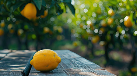 lemon on table at lemon farmの素材