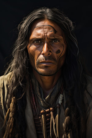 Portrait of an apache Indianの素材