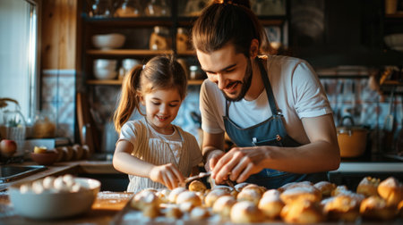 Daughter help parent preparing the bake Family concept.の素材