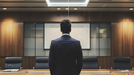 Businessman standing in conference roomの素材