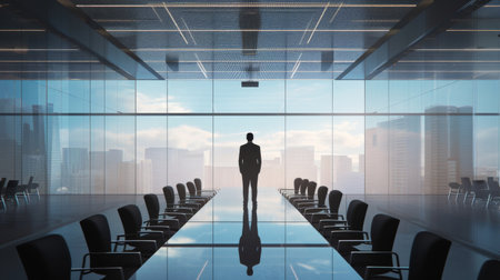 Businessman standing in conference roomの素材