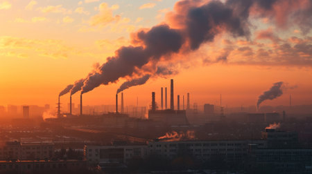 Air pollution by smoke coming out of factoryの素材