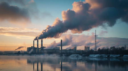 Air pollution by smoke coming out of factoryの素材