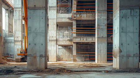 Concrete structure new construction site for backgroundの素材
