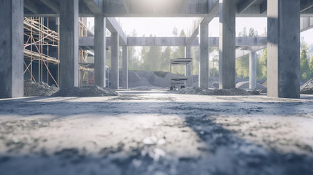 Concrete structure new construction site for backgroundの素材