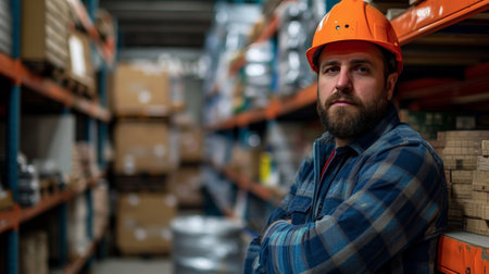 Portrait Of Engineering Worker In Store Roomの素材