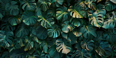 abstract green leaf texture, tropical leaf foliage nature dark green backgroundの素材