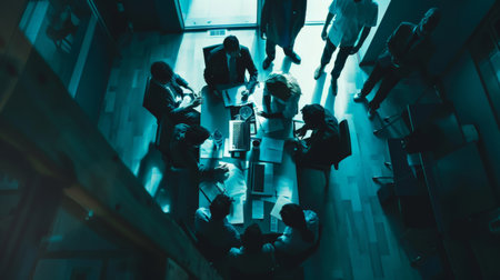 A team of doctors, nurses, and healthcare professionals gathered in the conference room, engaging in discussions about medical treatments and strategies. They collaboratively brainstorm and devise plans to develop health remedies.の素材
