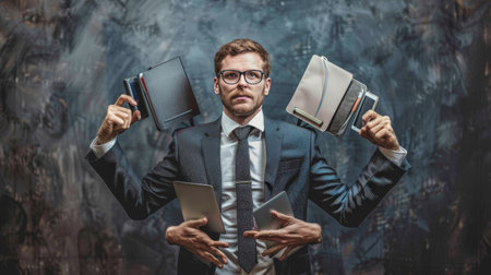 Businessman multitaskingの素材