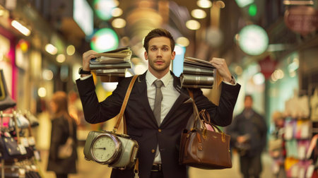 Businessman multitaskingの素材