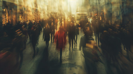 Blurred crowd of unrecognizable the streetの素材