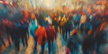 Blurred crowd of unrecognizable the streetの素材
