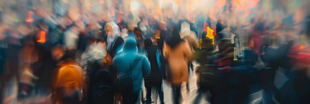 Blurred crowd of unrecognizable the streetの素材