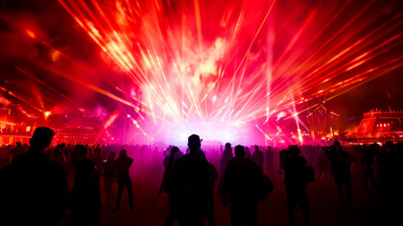 The pulsating energy of Tomorrowland in Belgium, where electronic music enthusiasts from around the globe unite in a kaleidoscope of light and sound.の素材