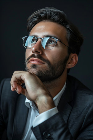 Thoughtful businessman in a suitの素材