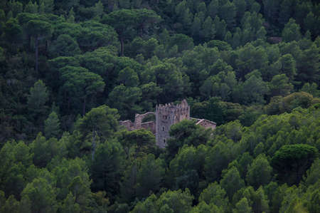 Medieval monastery in the middle of a wooded valley. Medieval monastery in the middle of a wooded valley.の写真素材