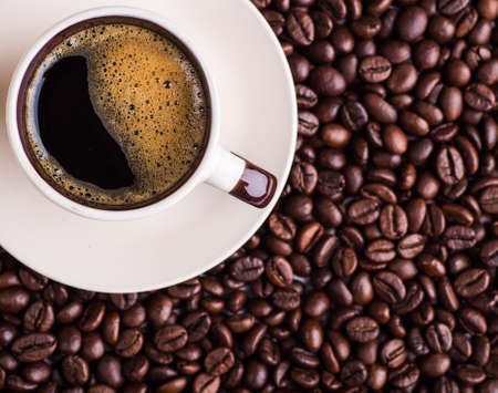 coffee cup and coffee beansの写真素材