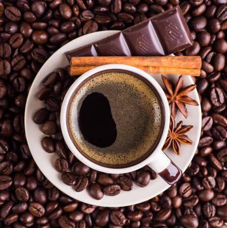 coffee cup and coffee beansの写真素材