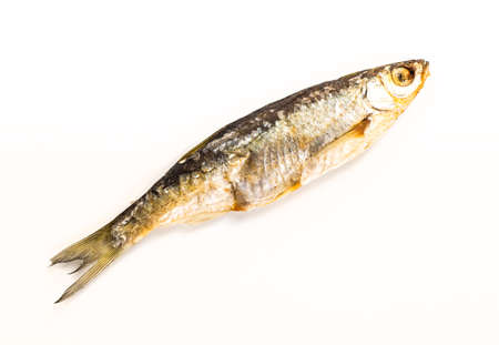 Fish dried ram it is isolated on a white backgroundの写真素材