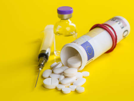 Selection of different pills in form of tablets and capsules