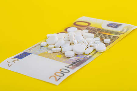 Selection of different pills in form of tablets and capsules