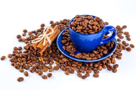 A coffee mug of coffee beansの写真素材