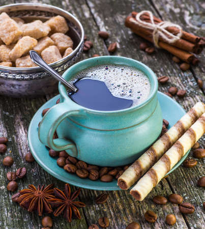 coffee cup and coffee beansの写真素材