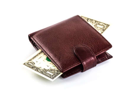 men's wallet money in cash white backgroundの写真素材