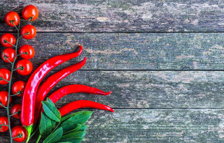 Vegetables on wood. Bio Healthy food, herbs and spices.の写真素材