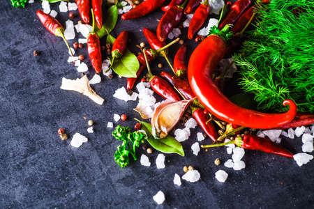 Chili peppers on a black background