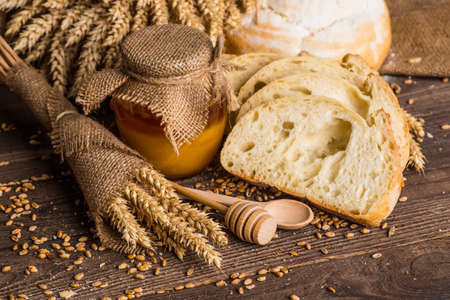 Different bread and bread slices. Food background.