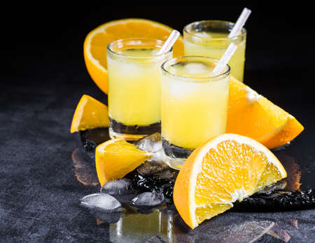 Orange juice in a large glassの写真素材