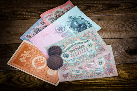 Old Russian money and coinsの写真素材