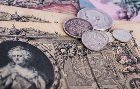 Old Russian money and coinsの写真素材