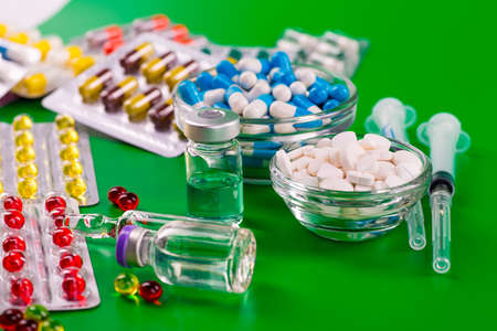 Variety of medicines and drugsの写真素材