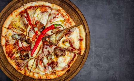 Mixture pizza Italian foodの写真素材