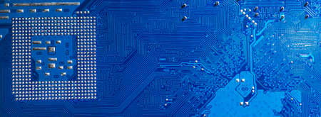 blue circuit board background of computer motherboardの写真素材