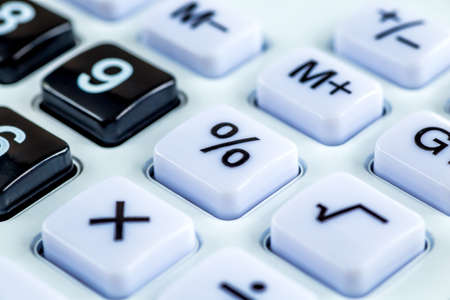 Close up button calculator , calculator on table