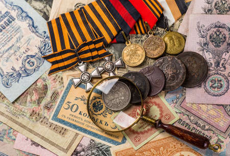 Background from old money of Imperial Russia. 19 - 20 centuryの写真素材