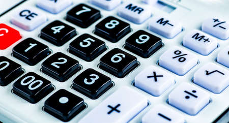 Close up button calculator , calculator on table