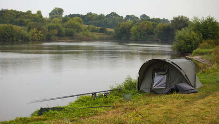 Carpfishing session at the Lakeの写真素材