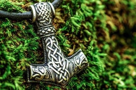 Scandinavian amulet in the form of the Thor's hammer - "MjÃ¶lnir".の写真素材