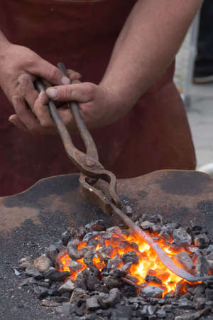 The blacksmith's anvil is made of forged or cast steel. Furnace for blacksmiths. Equipment for...