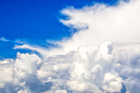 Sky blue or azure sky and white cloud background, beautiful nature on summerの写真素材