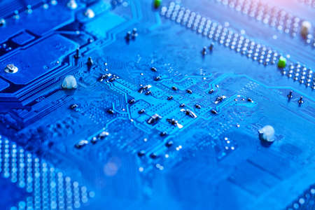 blue circuit board background of computer motherboard,Electronic computer hardware...