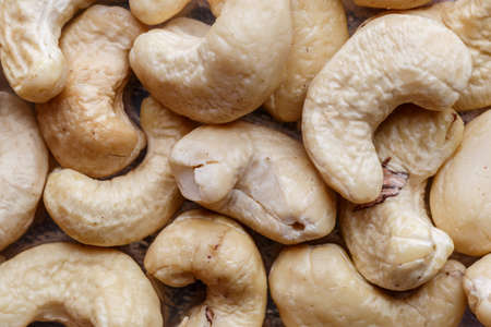 Cashew nuts as healthy food. Background. Top view. Healthy snack, vegetarian food, beer snackの写真素材